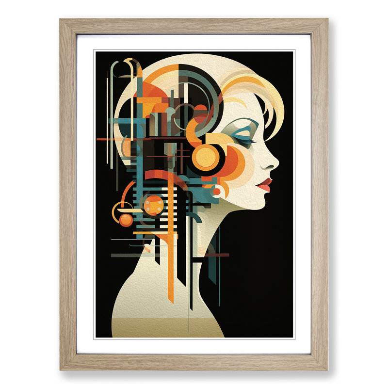 Bauhaus Art Nouveau Art - Framed Print, Oak Framed, 34cm H x 25cm W x 2cm D
