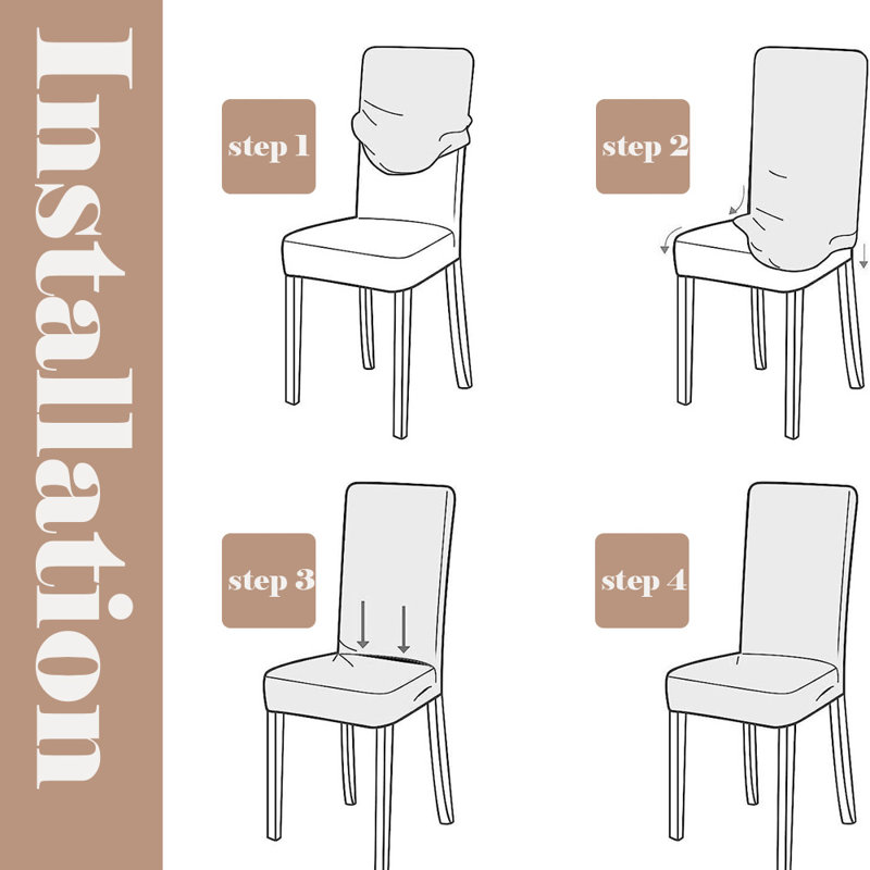 Housse pour chaise de salle à manger, housses imperméables extensibles, ensemble de 6, Kaki