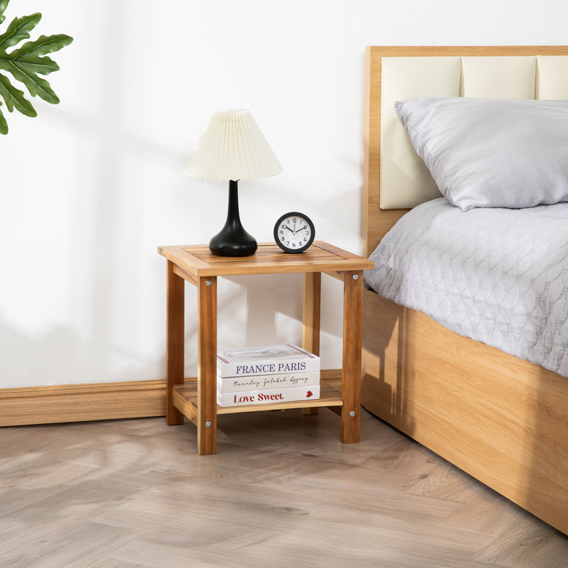 Candrice Rectangular Outdoor Side Table, White Oak