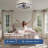 20" Modern Black Low Profile Caged Dimmable Ceiling Fan With Led Light Remote And App Control Reversible Dc Motor-201670310