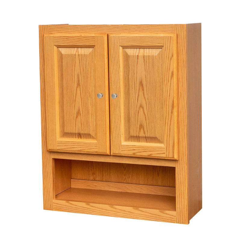 Aguanga Honey Amber Raised Panel 21" W x 26" H x 8.5" D Wall Mounted Over-The-Toilet Storage
