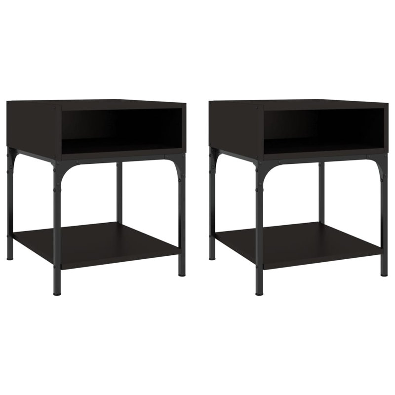 Elsaid Bedside Tables Bedside Cabinet Nightstand Side Table Engineered Wood, Black