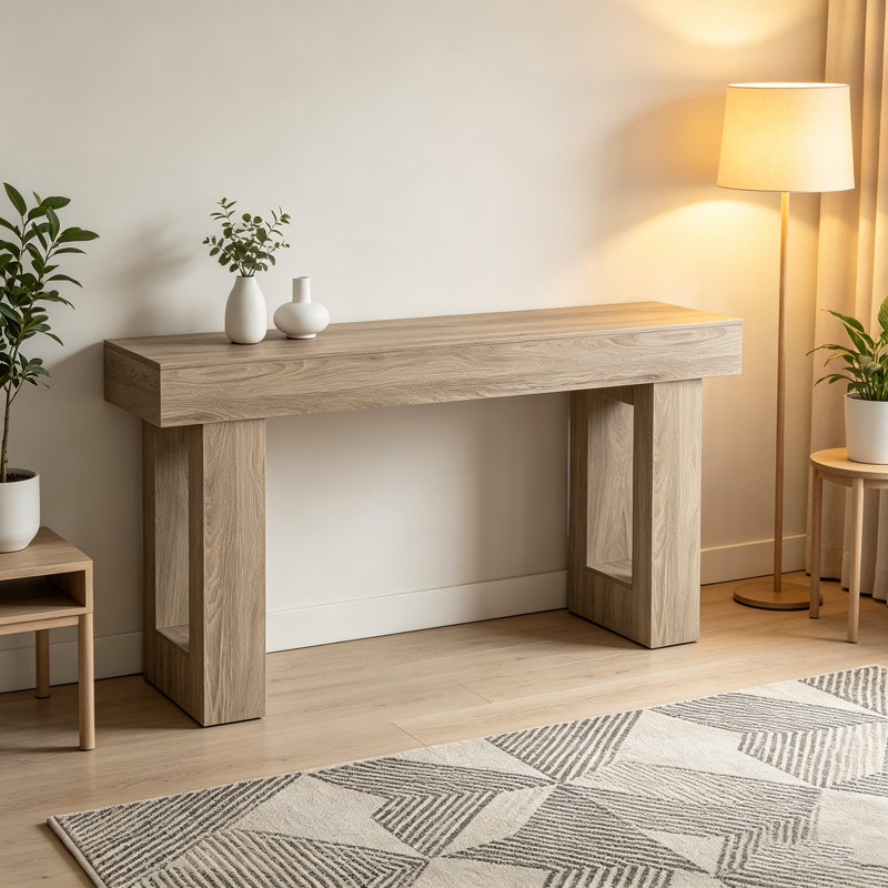 Console moderne en bois de 63 po, canapé élégant pour le salon