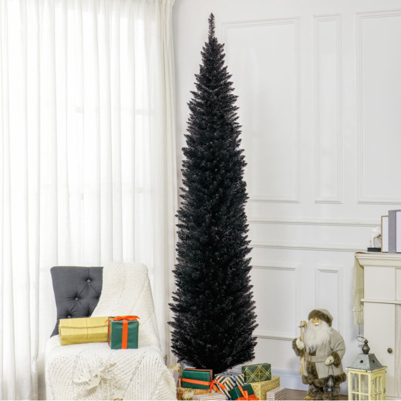 Arbre de Noël artificiel 8 pi avec 818 extrémités de branches réalistes et base en plastique, noir, 7.9'