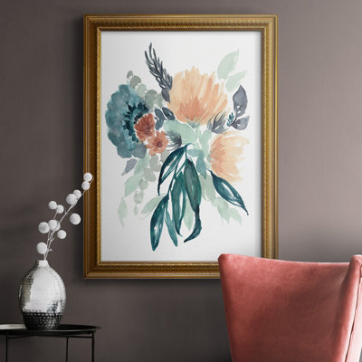 Teal & Peach Bouquet II - reproduction d'art sur toile
