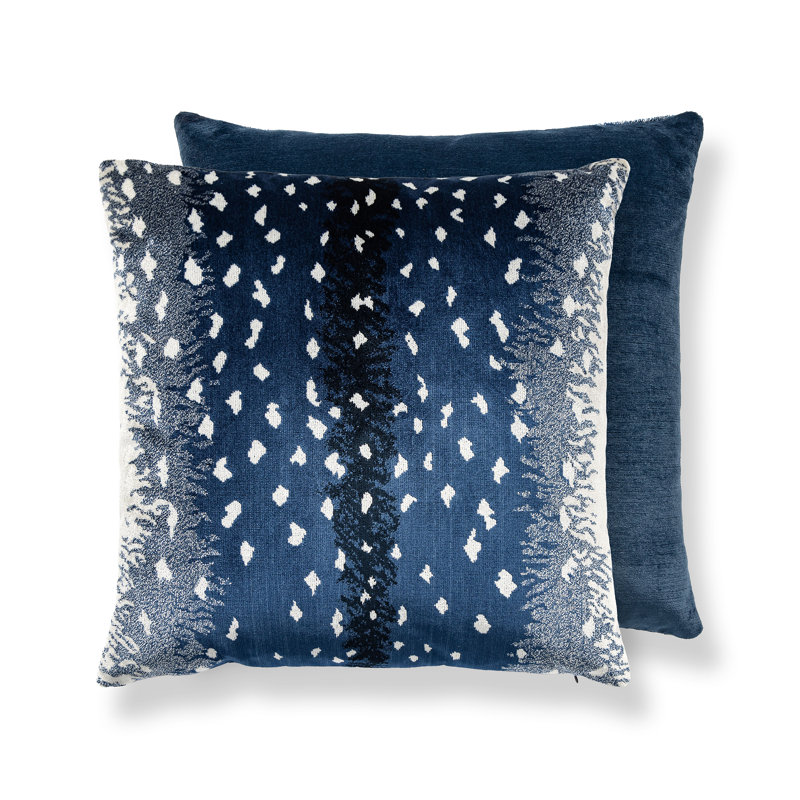 ANTELOPE / VELVET PILLOW, 22" H x 22" W, Square, Midnight/Navy Animal Print