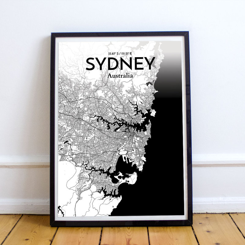 Sydney City Map - No Frame Print, 50.8cm H x 40.6cm W x 0.13cm D