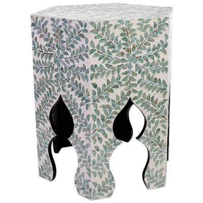 WOODEN AND GREEN CAPIZ AUXILIARY TABLE