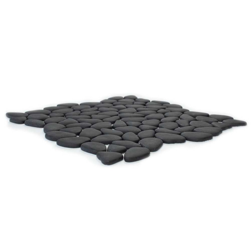 Huron Glass Pebbles Mosaic Tile, Black