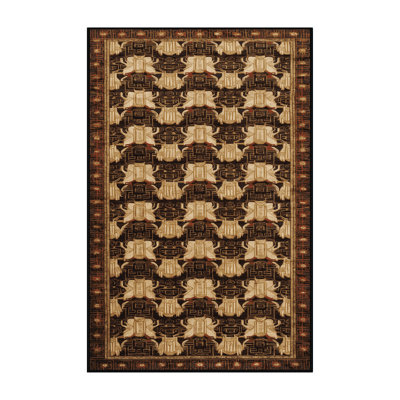 Machine Washable Art Deco Black Area Rug