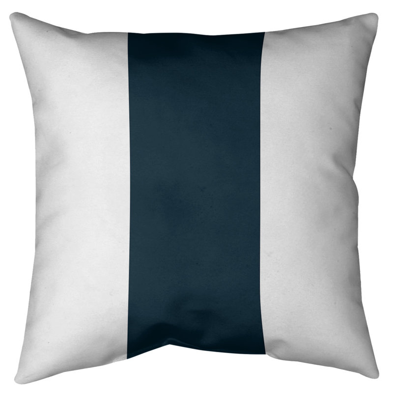Housse de coussin, 18 po x 18 po, Blanc / Bleu, Polyester sergé