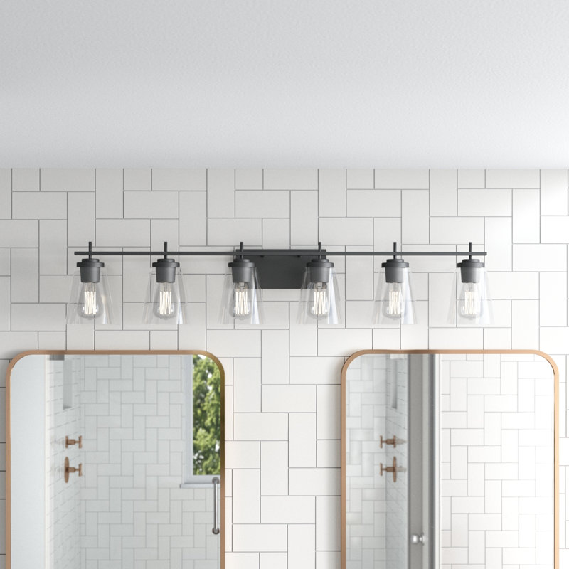 Éclairage pour meuble-lavabo à intensité variable 6 lumières Averi, Noir mat