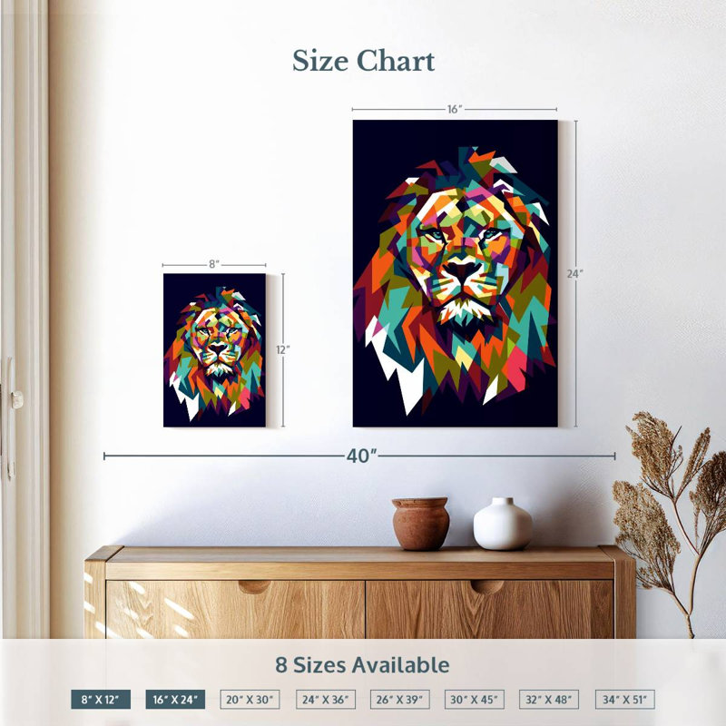 Brampt Lion Head Mosaic, 12" H x 8" W