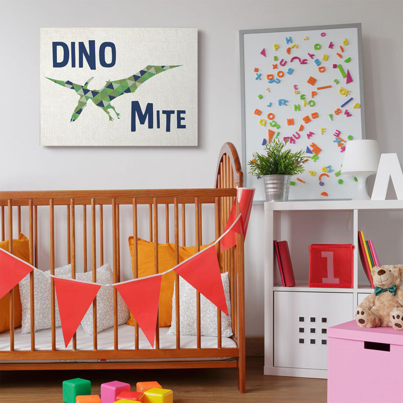 Motif de dinosaures Leithow Dino, H 30 po x l 40 po x P 1,5 po, Toile tendue