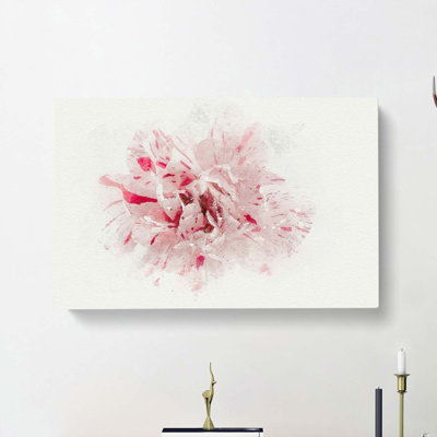 Striking White And Pink Carnation In Abstract - Wrapped Canvas