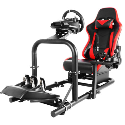 Anman Racing Simulator Cockpit With Red Racing Seat Fits Logitech G27/G29/G920/G923 Thrustmaster Fanatec Adjustable Steering Wheel And Pedal Racing Wh by Anman