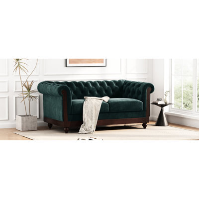 Accoudoirs roulés 59,96 po en velours. Structure en bois de pin, revêtement doux pour la chambre à coucher, style de salon. Revêtement en velours, utilisation du cadre