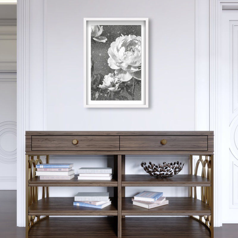 Still Peony Print by Oliver Gal, 25.5" H x 17.5" W, White Shadowbox