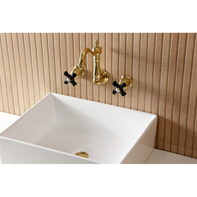 Kingston Brass Duchess Two-Handle Wall Mount Bathroom Faucet, Brushed Brass