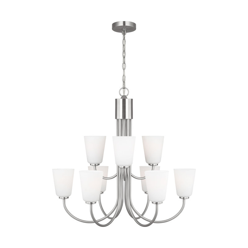 Miles Nine Light Chandelier from Generation Lighting , Brushed Nickel