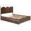 Grand lit plateforme avec rangement spacieux et lit gigogne simple en noyer