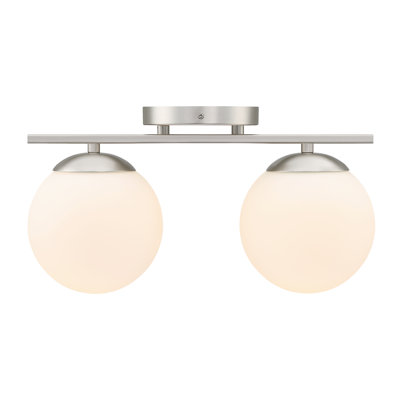 Éclairage pour meuble-lavabo de salle de bain avec globe en verre blanc, luminaire pour salle de bain et salle d'eau | H 6 po
