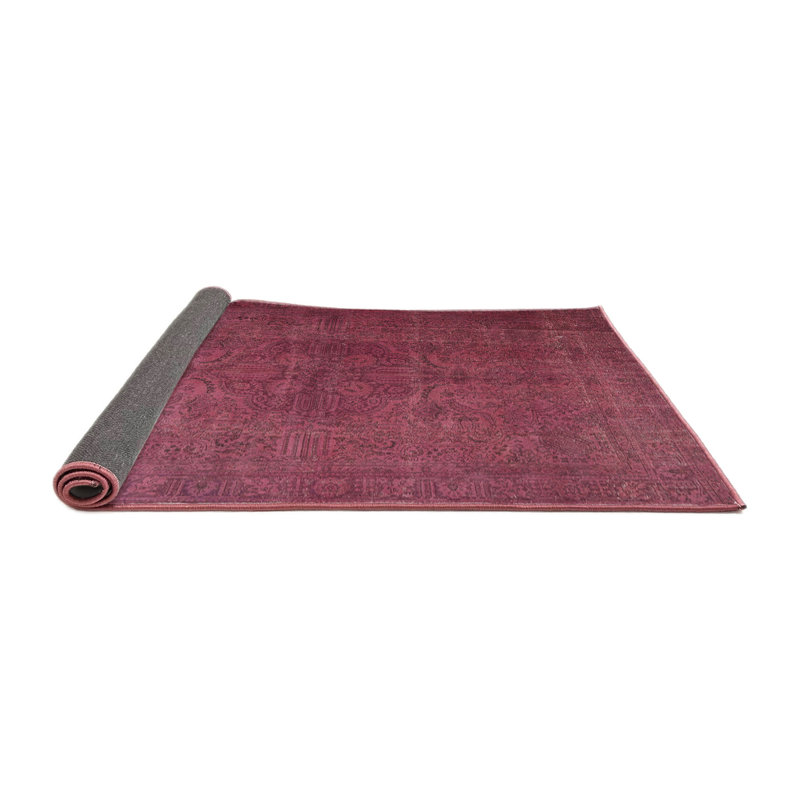 Tapis traditionnel rouge / mauve Guccione, Carré 7 pi