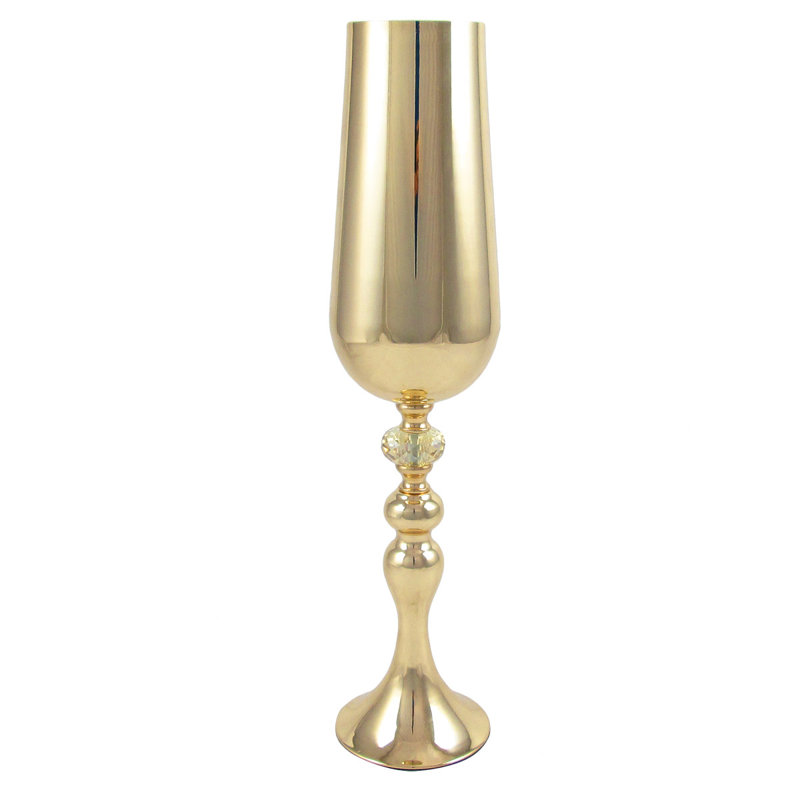 Vase de table en métal Ellett, H 19 po x l 4,25 po x P 4,25 po, Argent