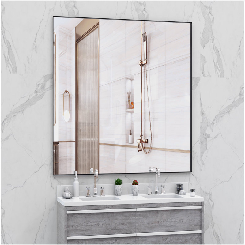 Miroir mural surdimensionné pour salle de bain, Noir