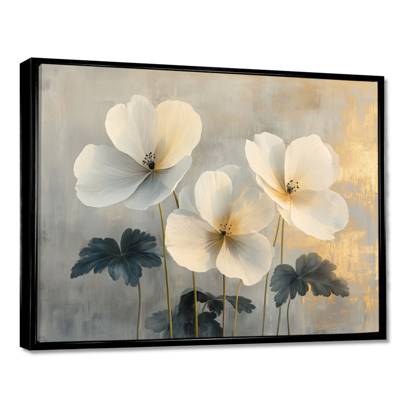 Geraniums Pure Form Minimalisme III - Geraniums, reproduction sur toile encadrée, H 30 po x l 40 po, Noir, noir, noir, noir