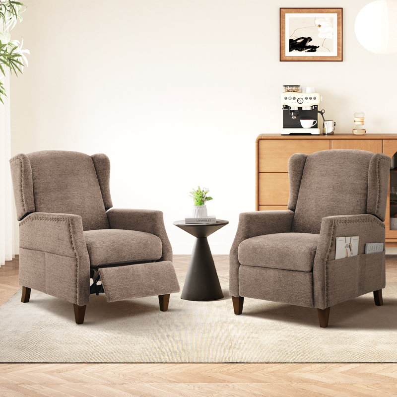 Audrie Upholstered Chenille Armchair, Light Brown Chenille