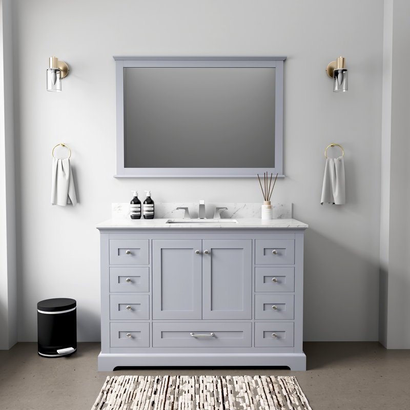 Dukes 48 in. W x 22 in. D Single Bath Vanity, Dark Gray, White Carrara Marble