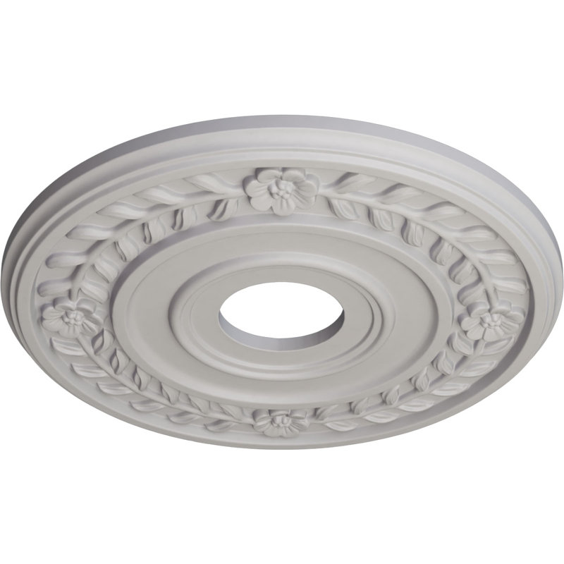 Endurathane Wreath Ceiling Medallion, 16 1/4"OD x 3 5/8"ID x 1"P (Fits Canopies up to 5 1/2"), Hand-Painted Ultra Pure White Finish
