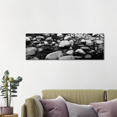 River Stones In B&W, Swift River, White Mountain National Forest, New Hampshire, USA by Panoramic Images - Wrapped Canvas Panoramic Print