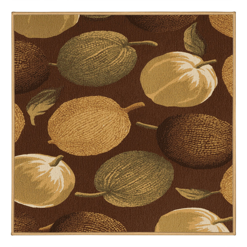 Washable Sapodilla Fruits Area Rug, Square 3'