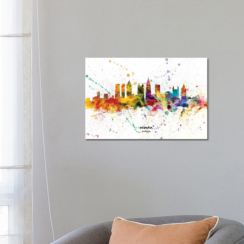 Atlanta Georgia Skyline Splash by Michael Tompsett - Wrapped Canvas Gallery-Wrapped Canvas Giclée, 66.04 cm H x 45.72 cm W