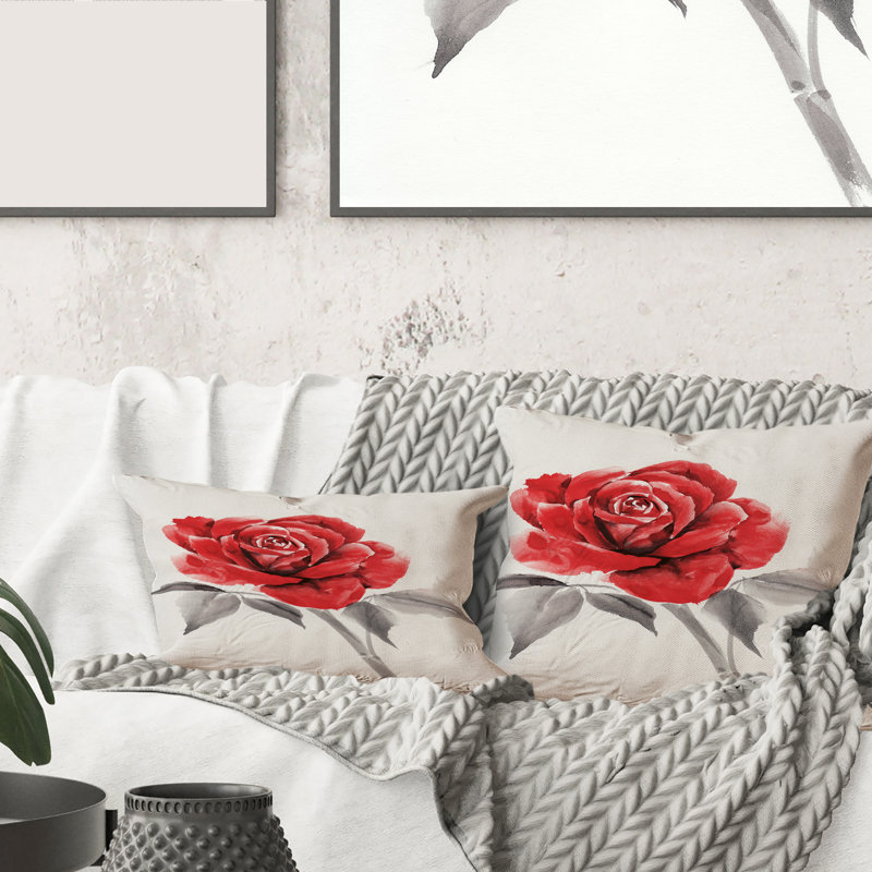 Housse et insert de coussin rectangulaire Rose Flower I