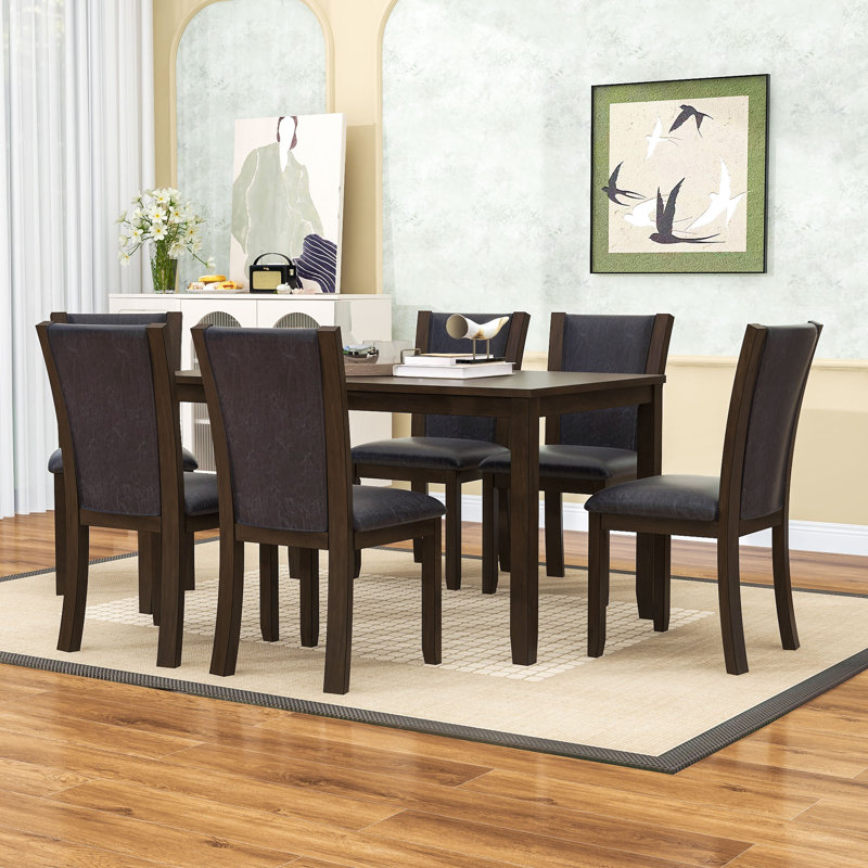 Ensemble de table de salle à manger 7 pièces avec 6 chaises