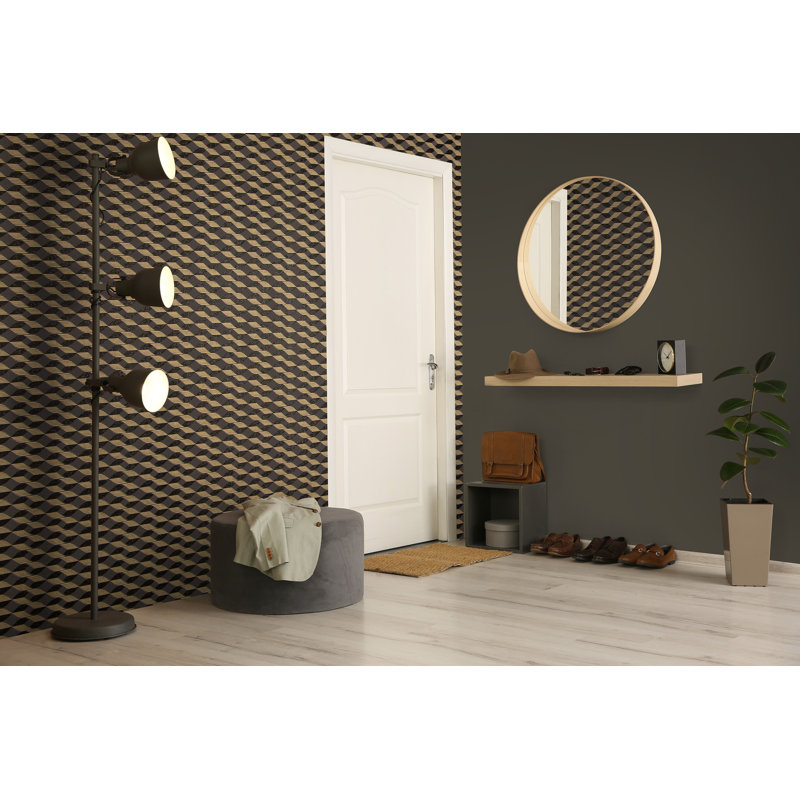 Venus 10.05m X 53cm Textured Metallic Non-pasted Wallpaper Roll, Umber Brown
