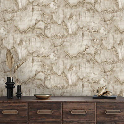 Imre Neutral Elara Marble Wallpaper