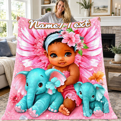 Couverture à motif de bébé et d'éléphants (1 pièce), couverture en flanelle adorable avec animaux de dessin animé pour enfants (filles et garçons), douce, confortable, légère et chaude, idéale pour canapé, lit, salon ou chambre. Cadeau de décoration.