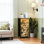 Commode 4 tiroirs pour chambre à coucher, commode étroite, plateau en bois et structure de bureau en fer 18 po x 37,5 po (lxH) - avec grues couronnées rouges, impression de paysage de style japonais doré