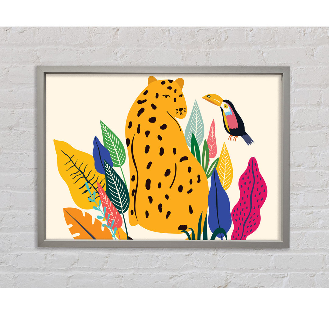 Mid Century Leopard - Einzelner Bilderrahmen Kunstdrucke auf Leinwand