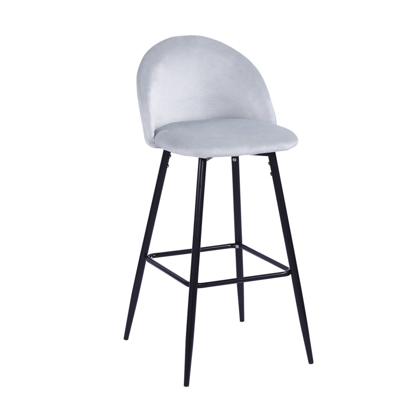 Upholstered Counter Stool with Metal Frame, Light Grey