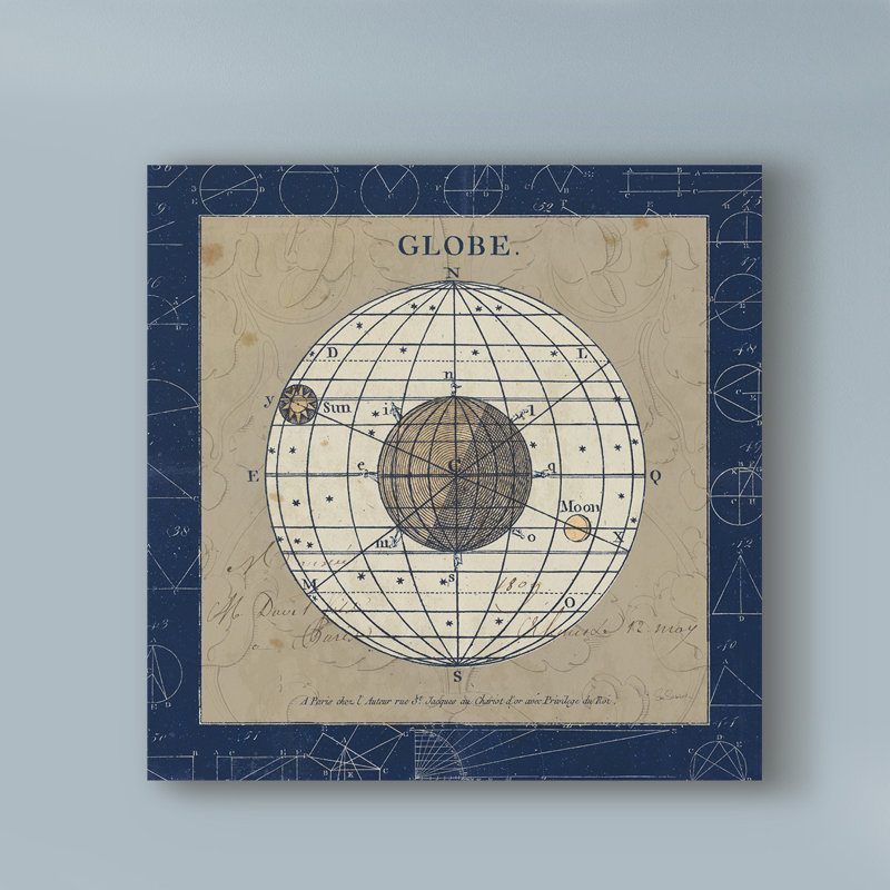 « globe blue », reproduction d’impression sur toile tendue, H 14 po x l 14 po x P 2 po