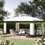 Pavillon de jardin crème blanc 10 pi x 13 pi - Toit double pour patio, jardin, pelouse, abri de jardin, couleur