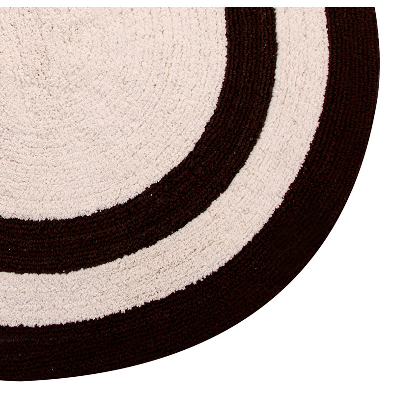 Manigault Cotton Bath Rug, Chocolate/Ivory