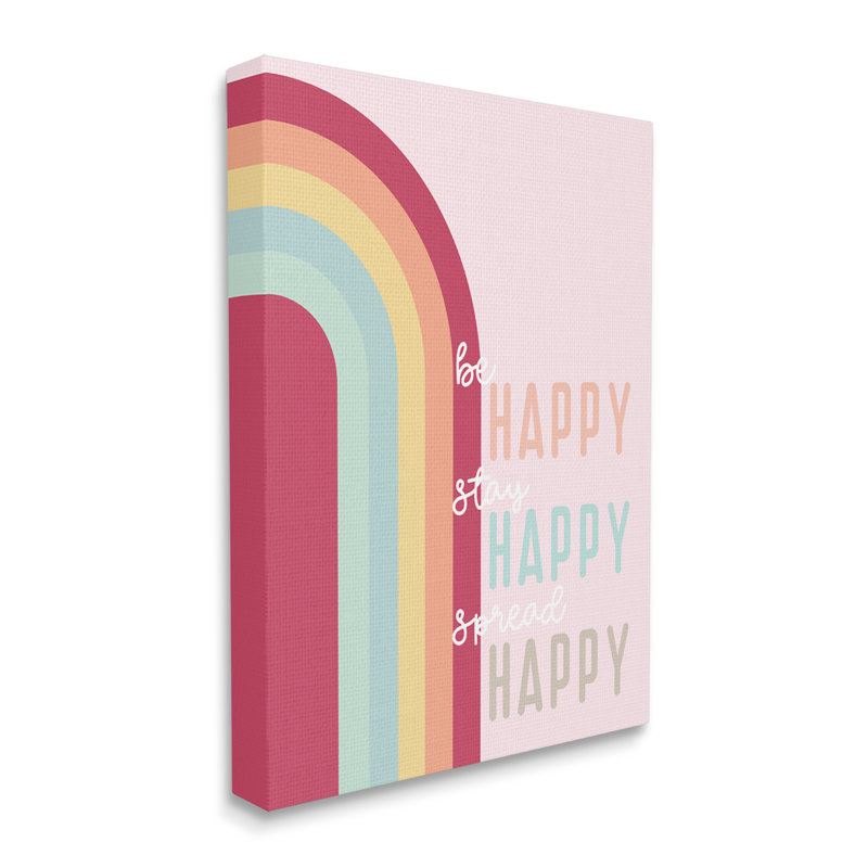 Be Stay Spread Happy Pink Rainbow par Anna Quach - impression, H 48 po x l 36 po x P 1,5 po, Toile tendue