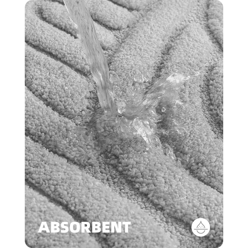 Annakiya Microfiber / Microsuede Non-Slip Bath Rug, 20"W x 51"L, Light Gray