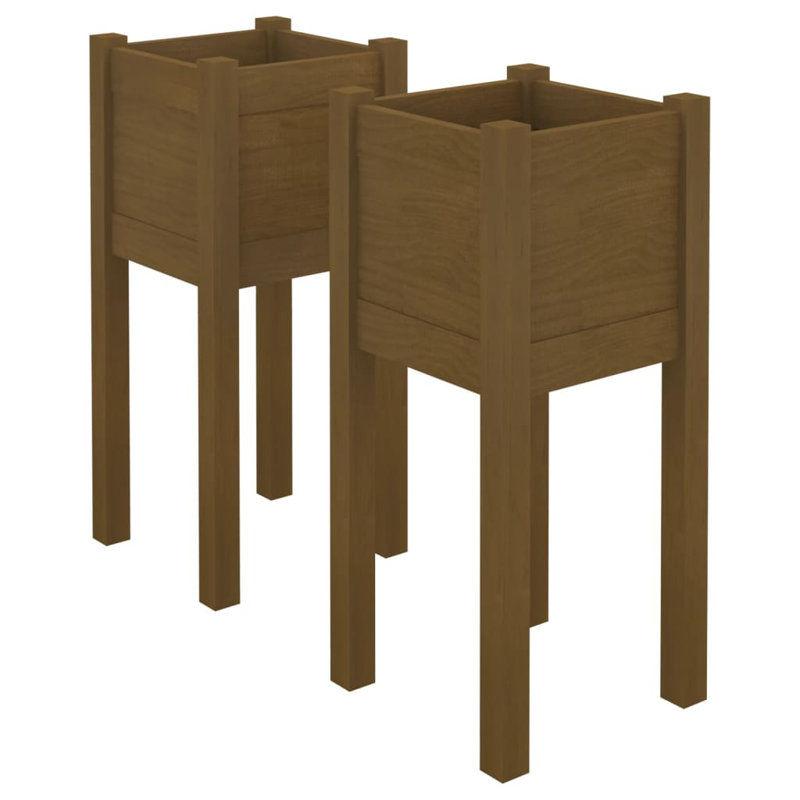 Alastar Wood Elevated Planter, 70cm H x 31cm W x 31cm D, Brown